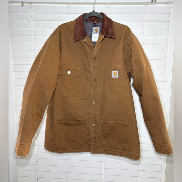 Carhartt Jacket Mens 46 Tall Chore Coat Blanket Lined Button Up Corduroy Work - Picture 2 of 9